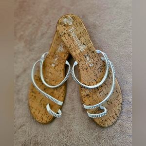 Toscanella Rhinestone Strap Sandals. Color White. Size 10.